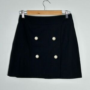 Zara Black A-Line Skirt with Pearl Details